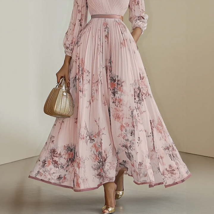 Bernardita | Vestido largo plisado escote V