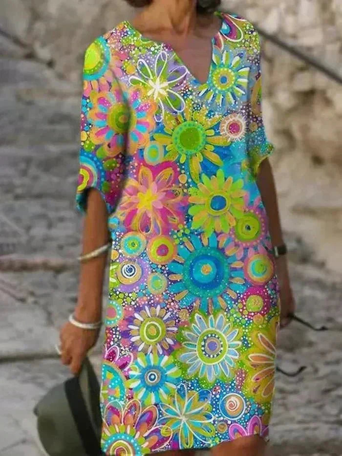 Lorenza | Vestido midi floral multicolor