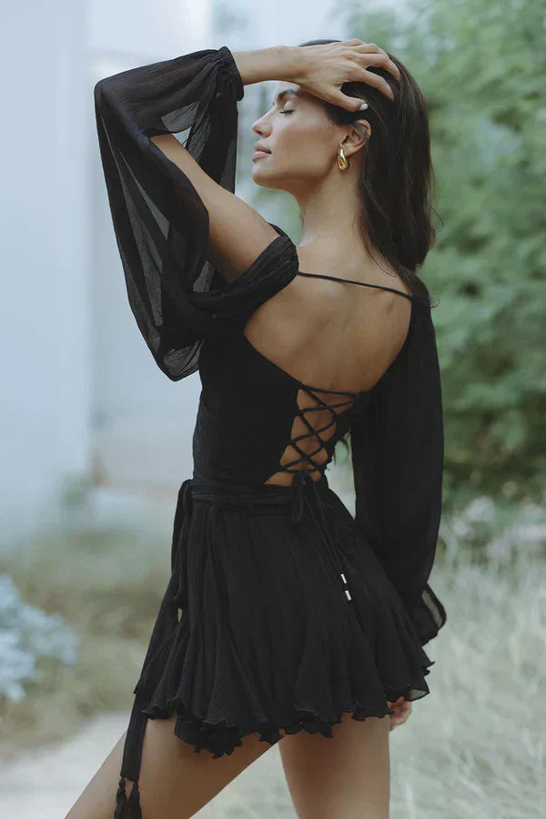 Layla | Vestido Mini Elegante con Mangas de Globo