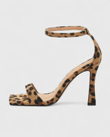 Ofelia | Sandalias de taco con tira al tobillo print leopardo
