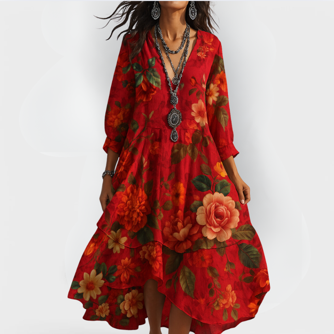 Paola | Vestido boho floral con escote en V