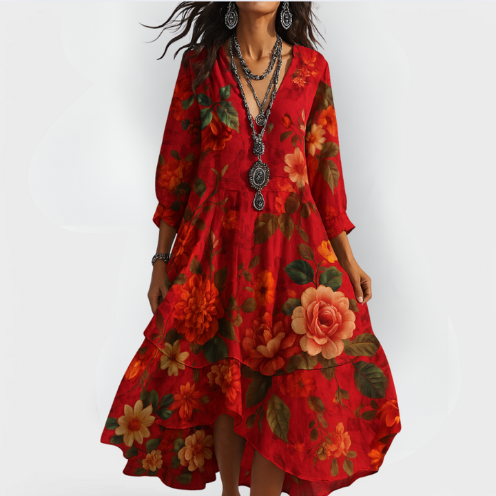 Paola | Vestido boho floral con escote en V