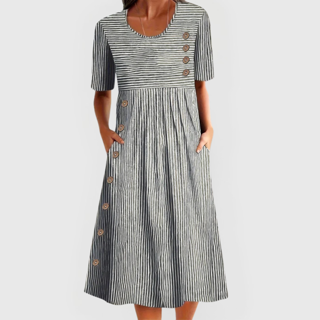 Abigail Belén | Vestido midi a rayas
