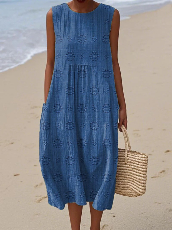 Krishna | Vestido midi sin mangas con textura