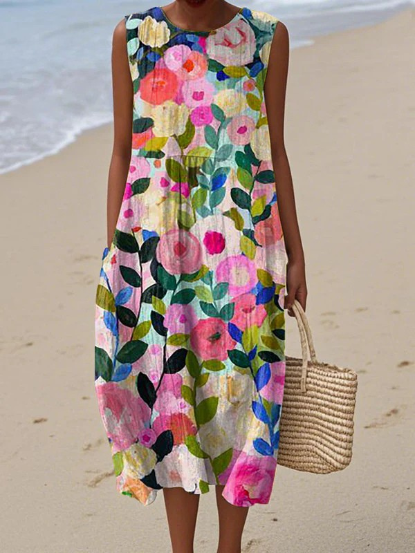 Sabina | Vestido midi floral sin mangas