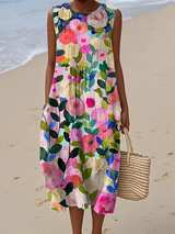 Sabina | Vestido midi floral sin mangas