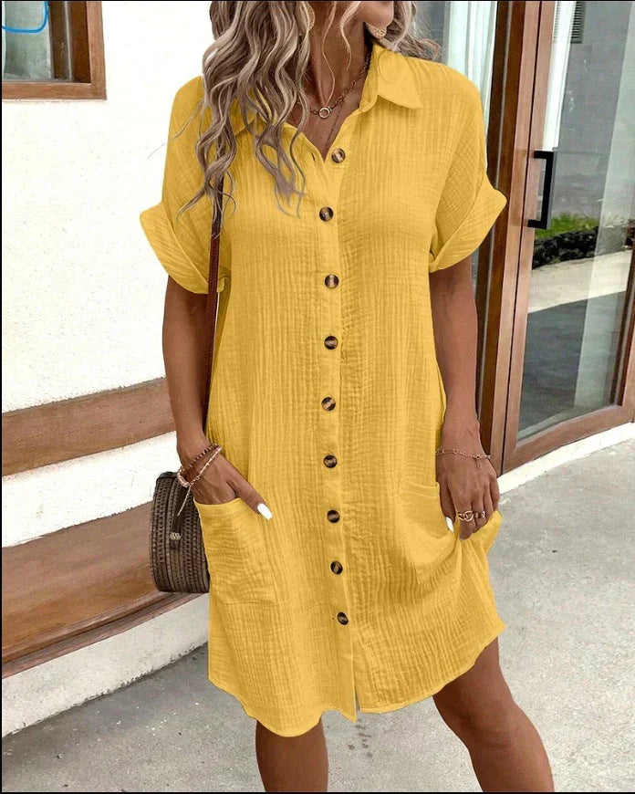 Dominga | Vestido camisero manga corta