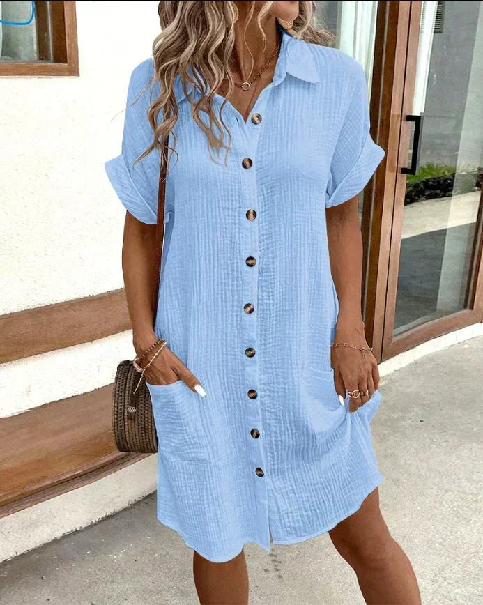 Dominga | Vestido camisero manga corta