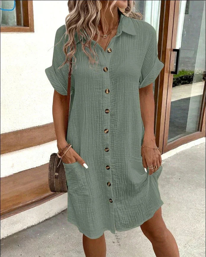 Dominga | Vestido camisero manga corta