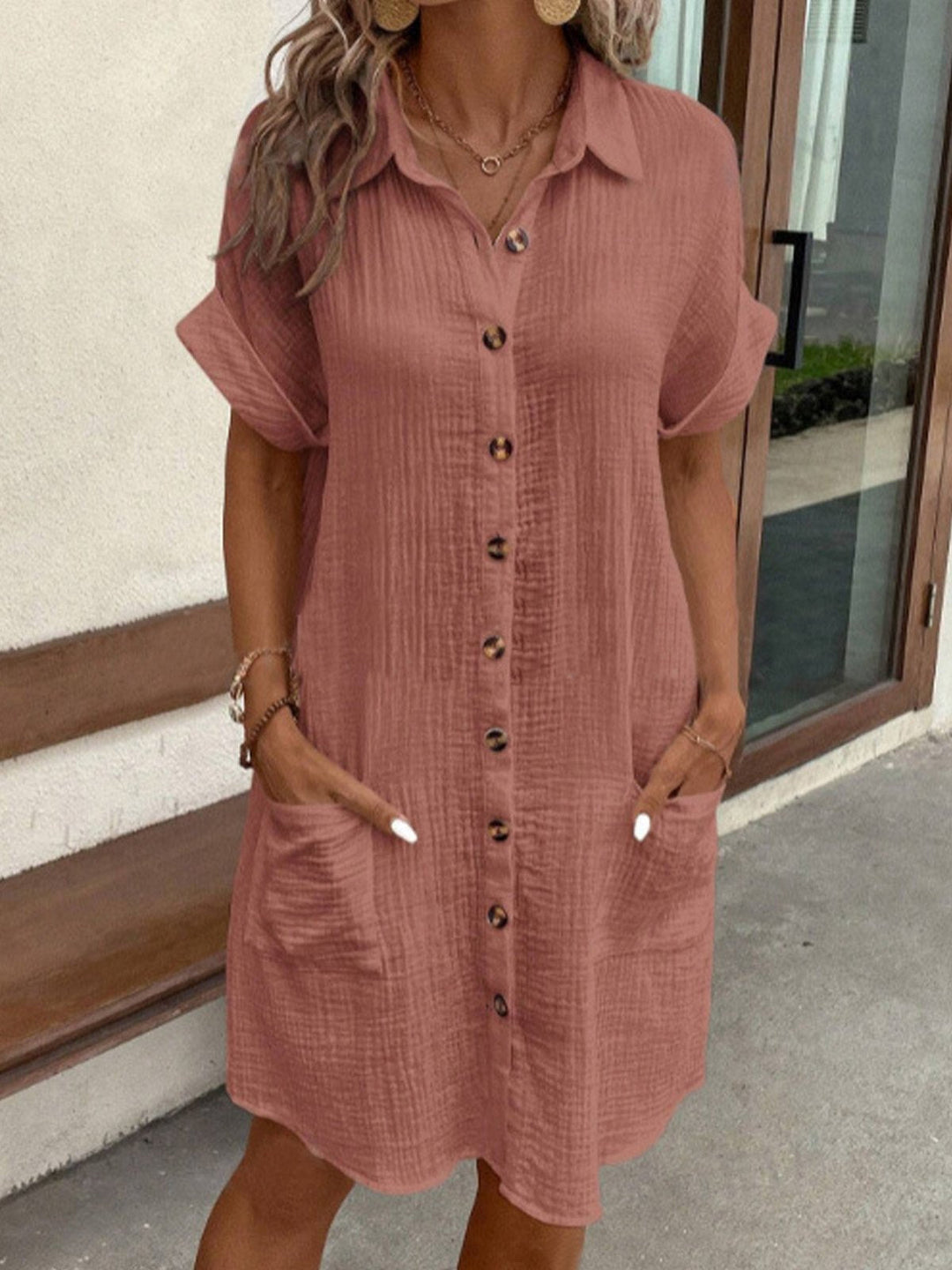 Dominga | Vestido camisero manga corta