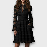 Adelaida | Vestido manga larga con textura en capas