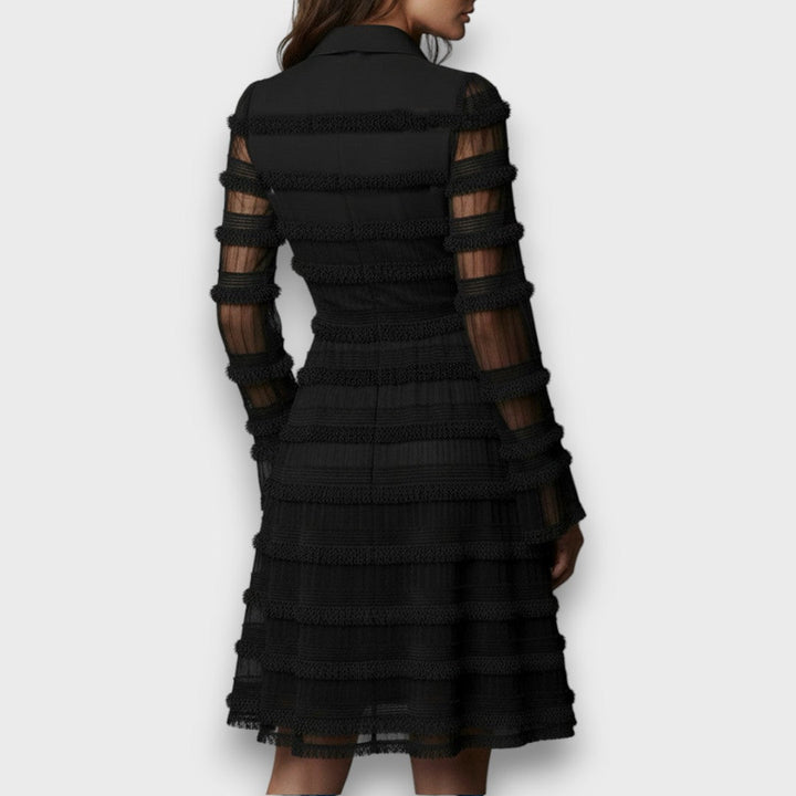 Adelaida | Vestido manga larga con textura en capas