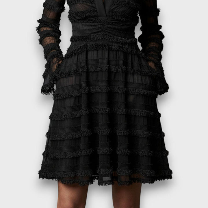 Adelaida | Vestido manga larga con textura en capas