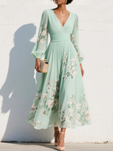Celeste | Vestido midi de gasa con estampado floral