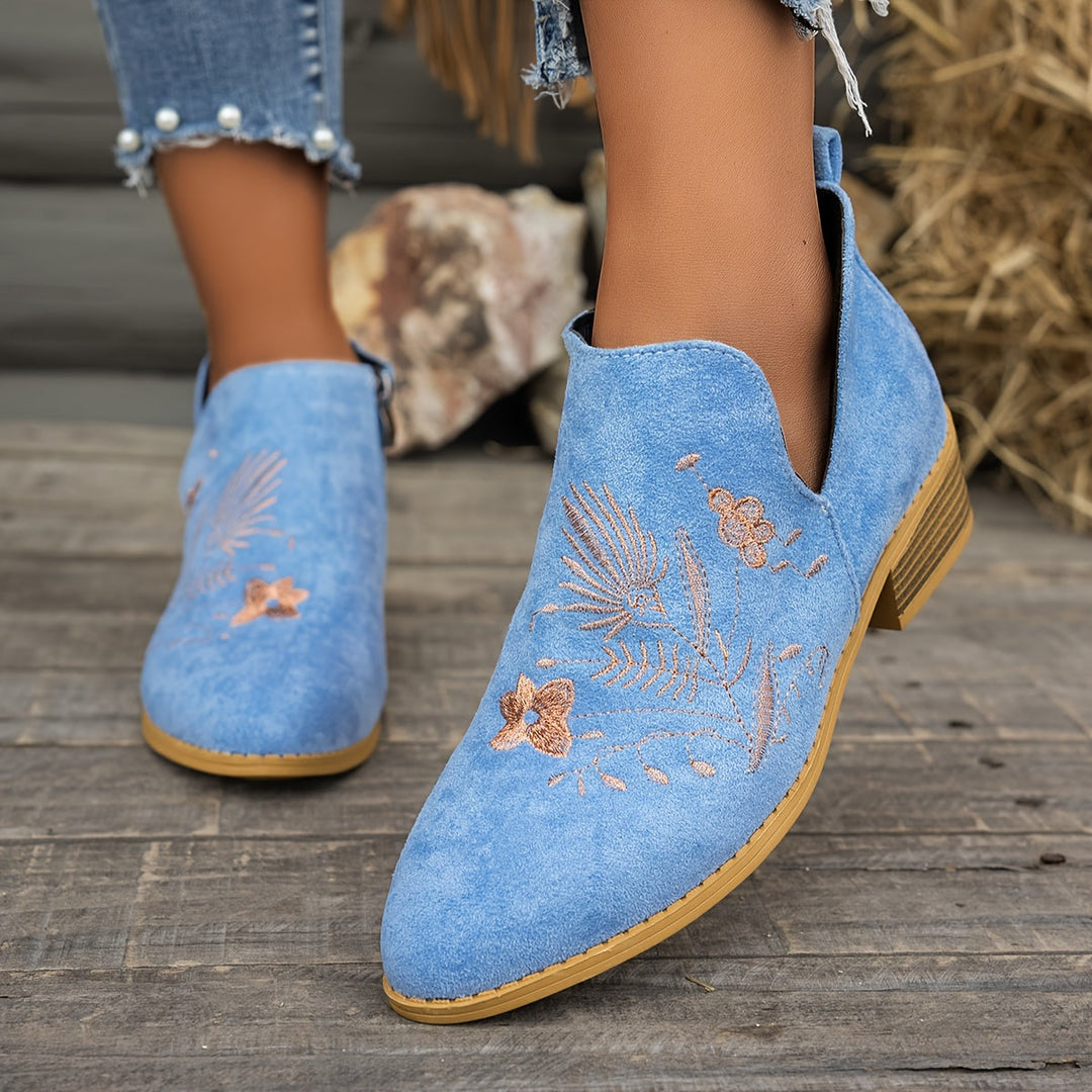 María Elisa | Botines bordados de taco bajo