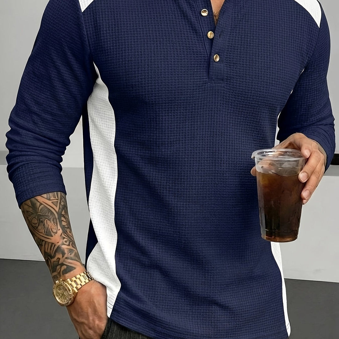 Gunther | Polera henley manga larga con textura