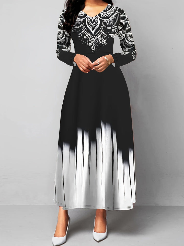 Clarisa | Vestido largo con estampado ornamental