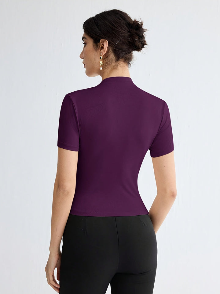 Margot | Polera cuello alto de manga corta