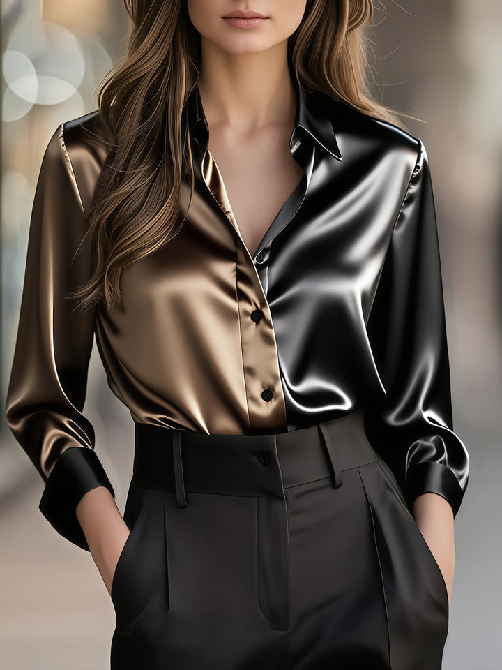 Marcelina | Blusa bicolor de satén