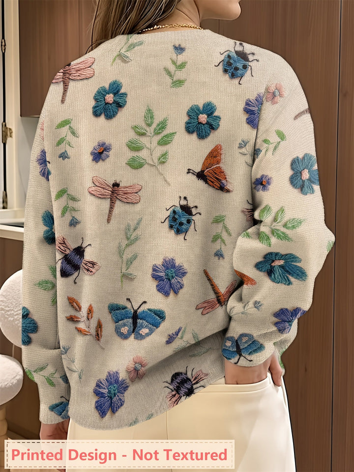 Claudia Andrea | Sweater con estampado botánico cuello redondo