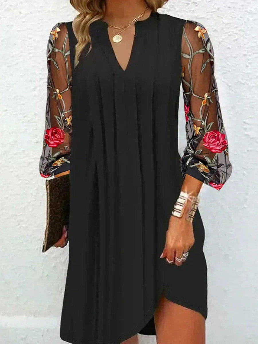 Ámbar | Vestido elegante de mangas bordadas