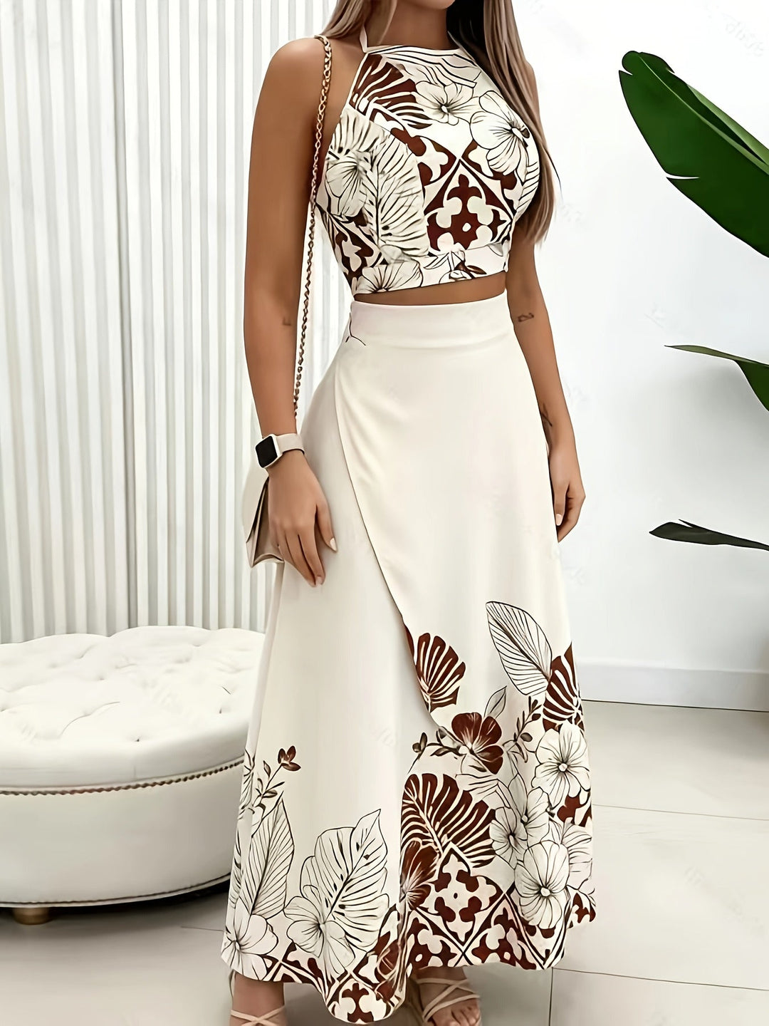 Angelina | Conjunto de falda con estampado botánico