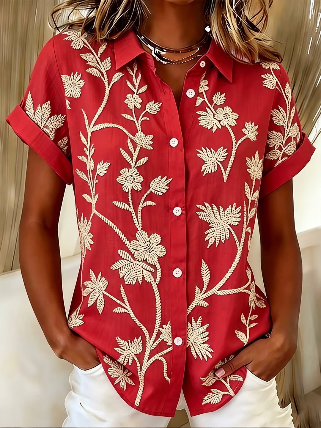 Lilian | Blusa camisera con estampado botánico