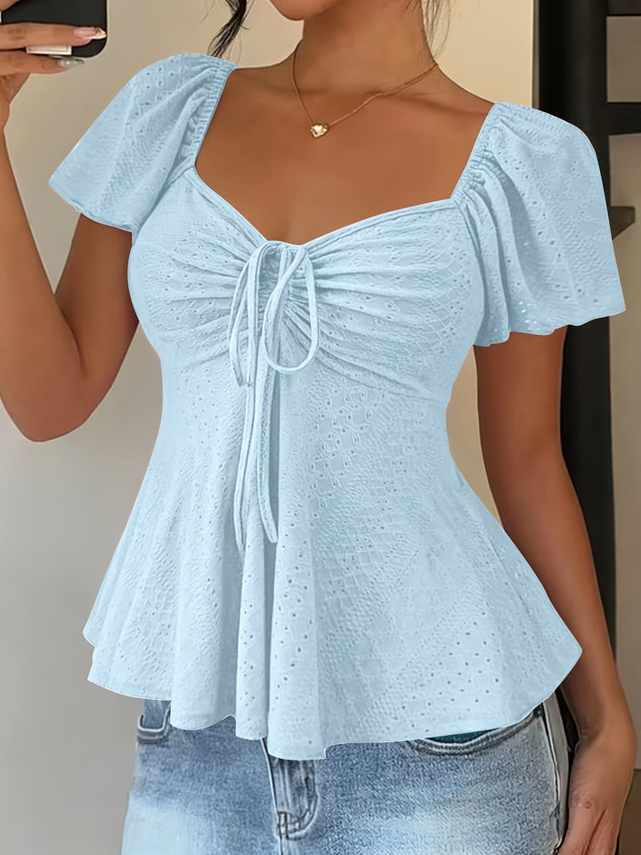 María Ángela | Top peplum de manga corta abullonada