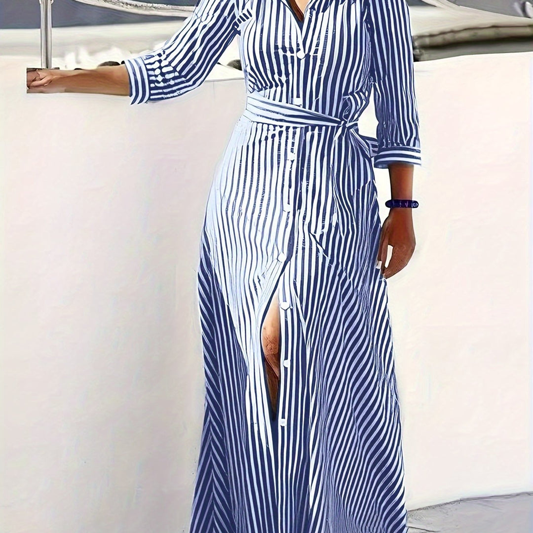 Ayleen | Vestido largo camisero con cinturón
