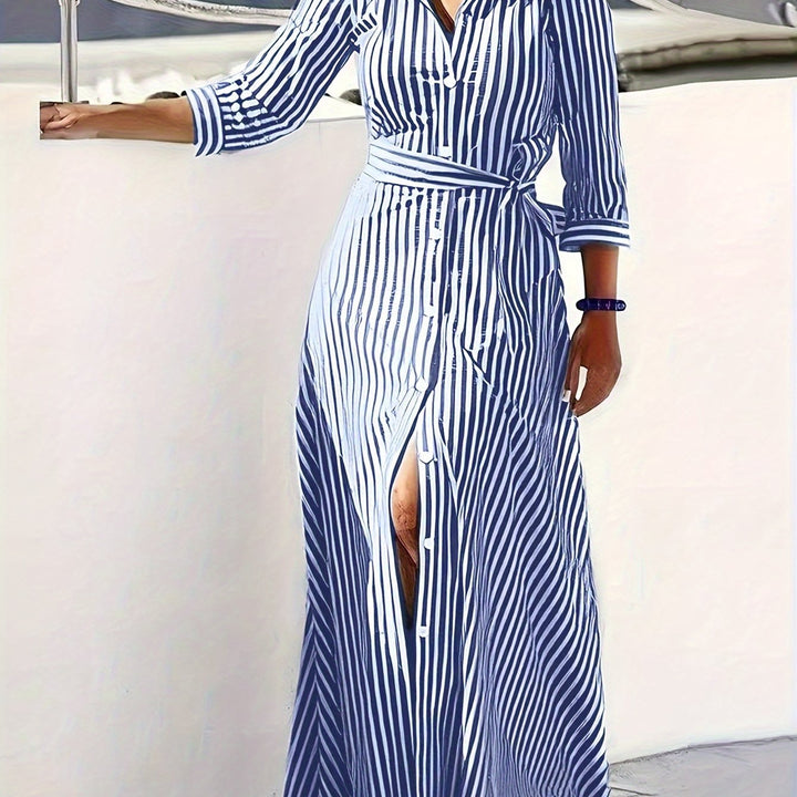 Ayleen | Vestido largo camisero con cinturón