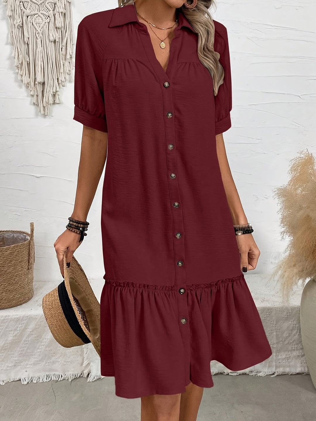 Verena | Vestido camisero boho con botones