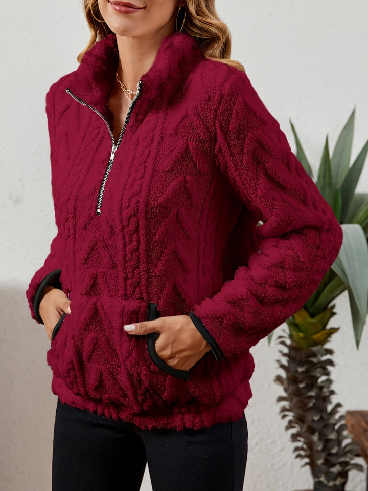 Manuela | Pullover texturado con media cremallera