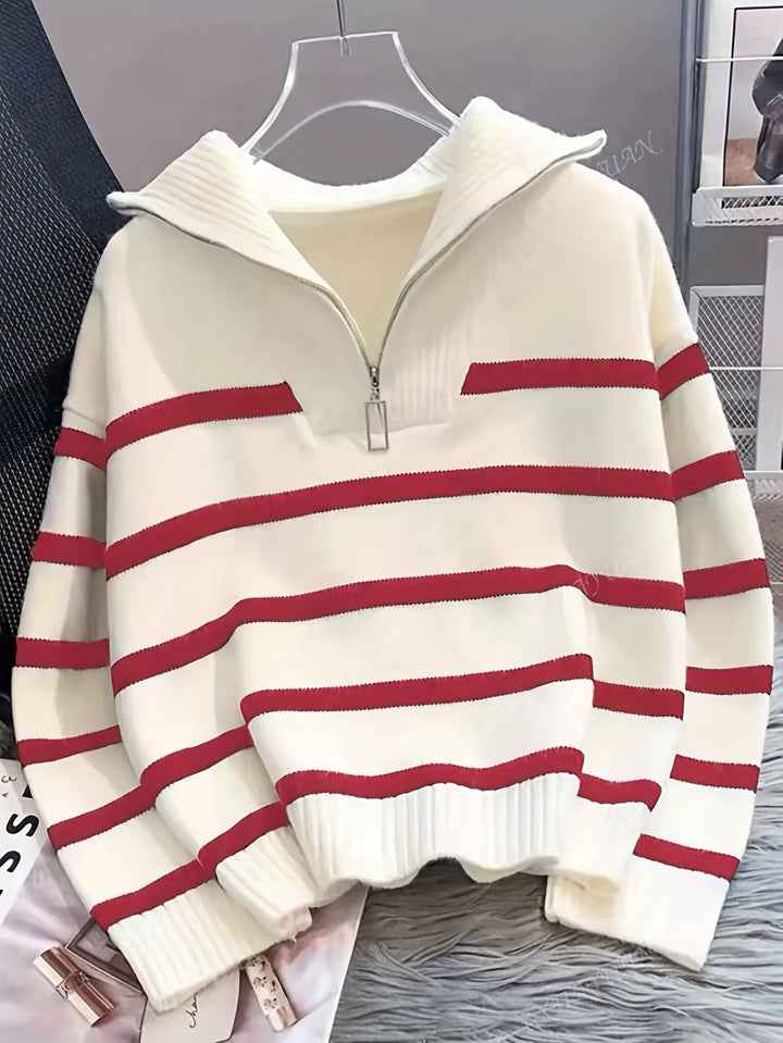 Josefa Ignacia | Sweater a rayas con cierre al cuello