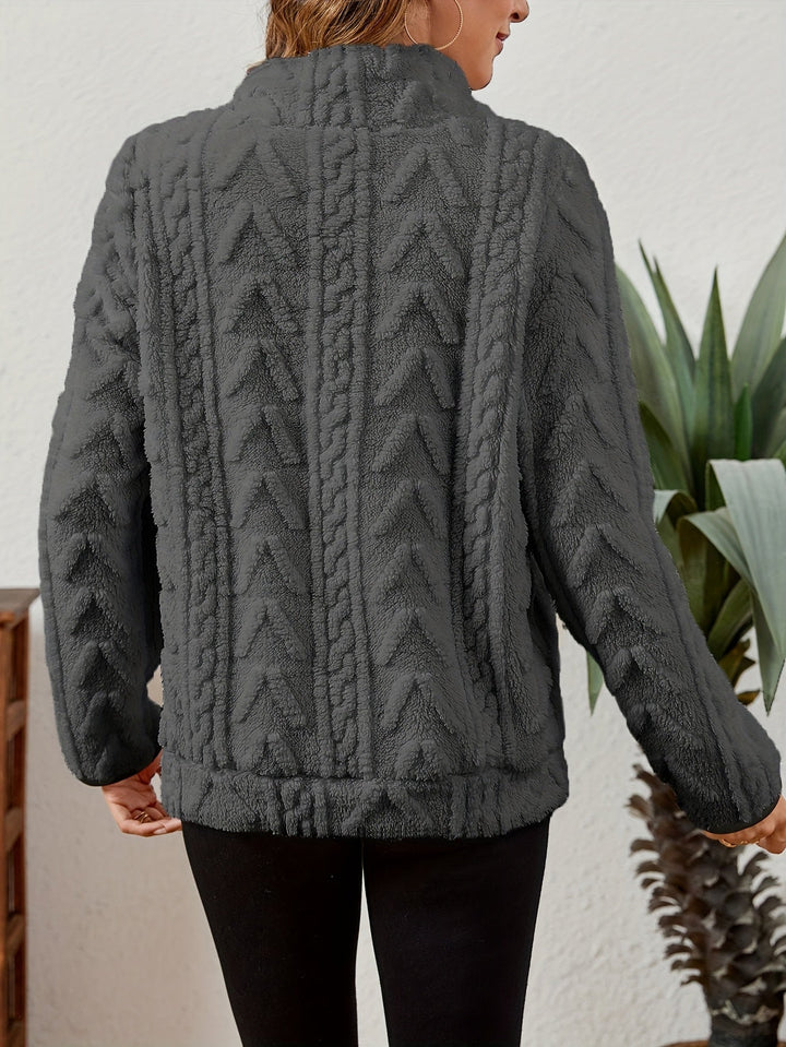 Manuela | Pullover texturado con media cremallera