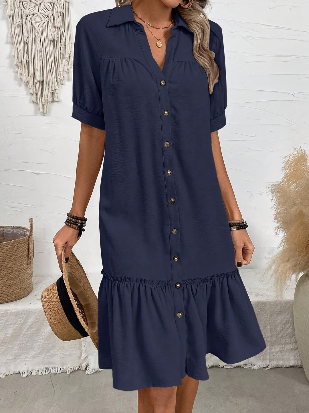 Verena | Vestido camisero boho con botones