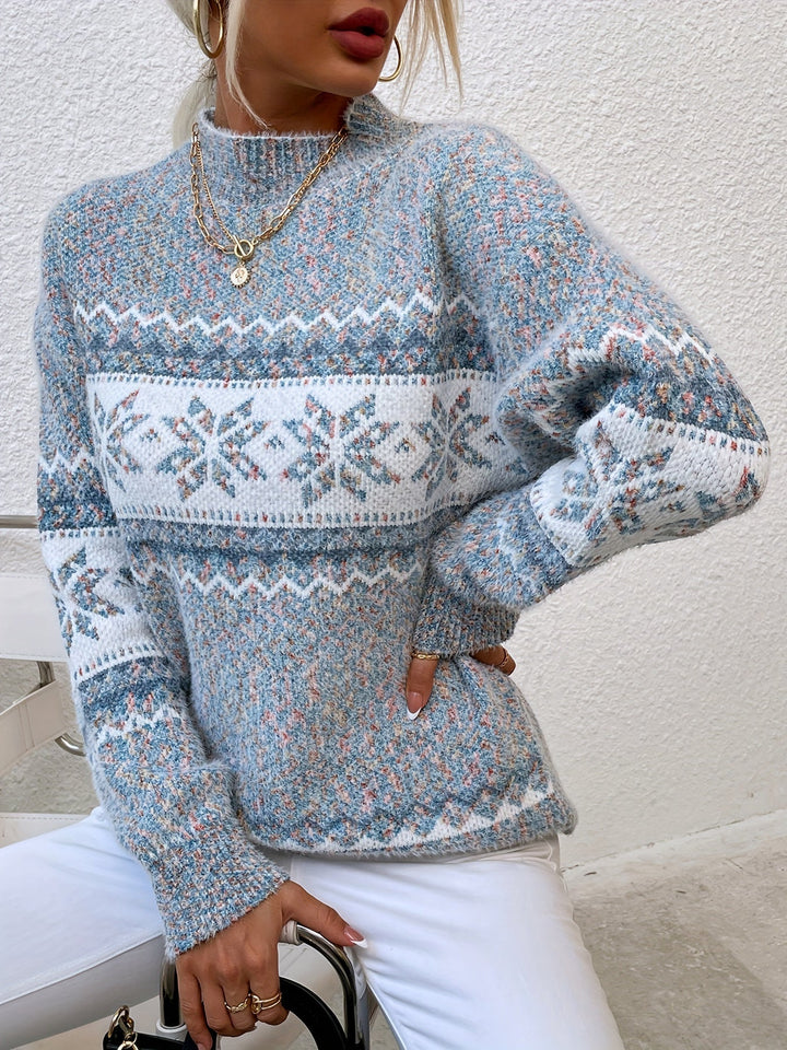 Melania | Sweater cuello alto de copos de nieve