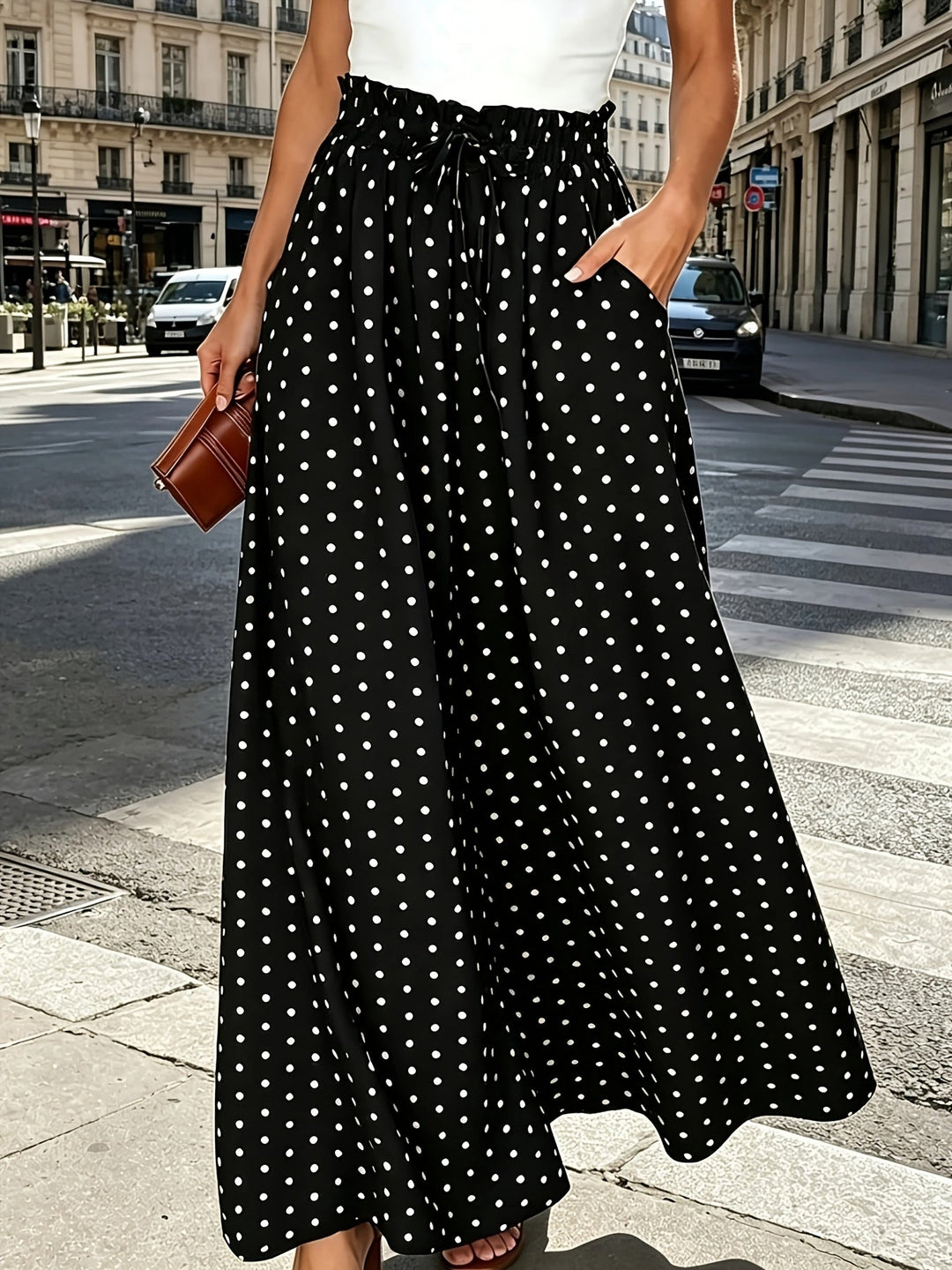 Rossana | Pantalones anchos con print de hojas