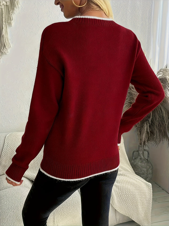 Margarita Rosa | Sweater con copo de nieve cuello redondo