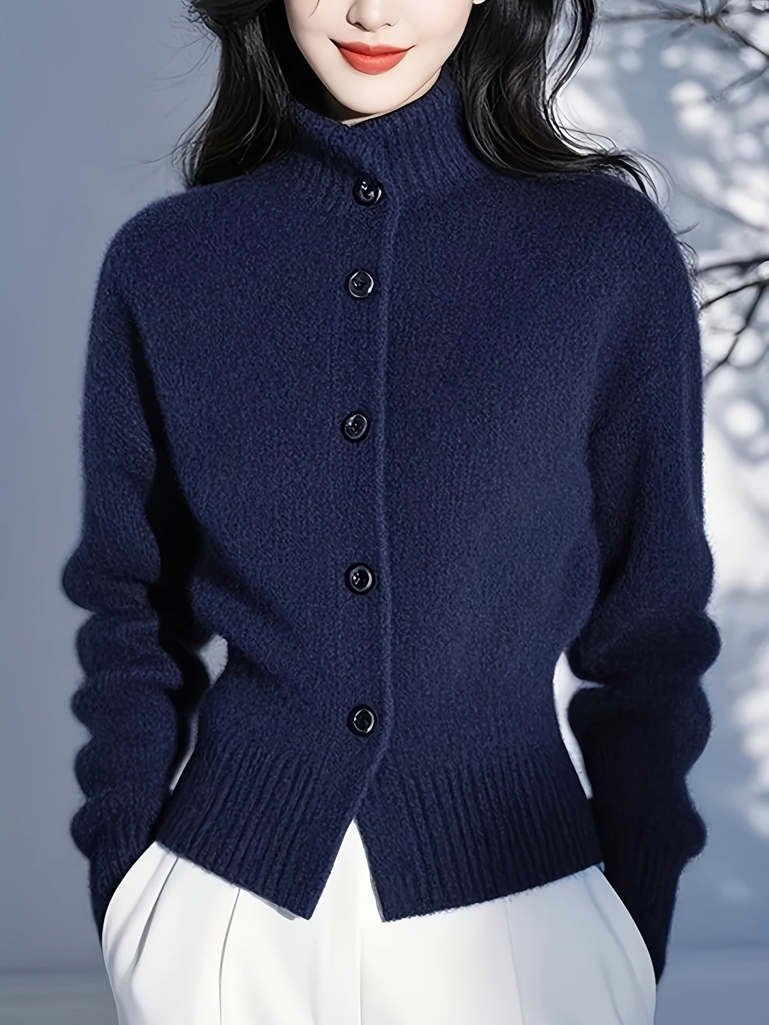 Yorka | Cardigan de cuello alto con botones