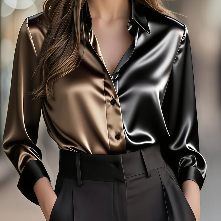 Marcelina | Blusa bicolor de satén