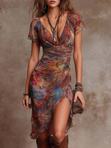 Macarena | Vestido midi boho fruncido
