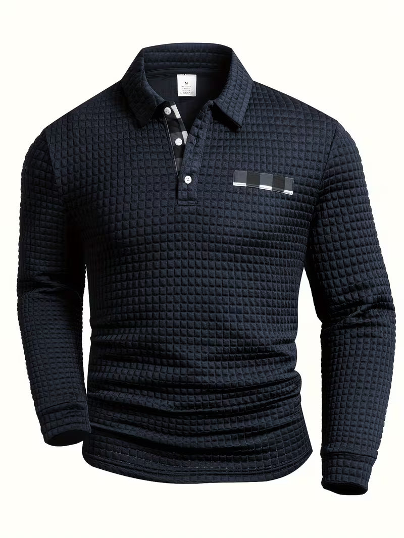 Jesús | Camisa polo de manga larga con textura wafle