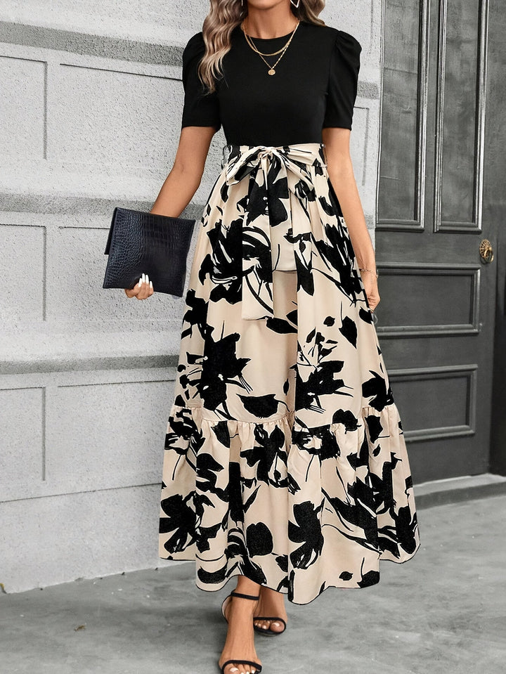 Rubi | Vestido largo estampado con falda en capas