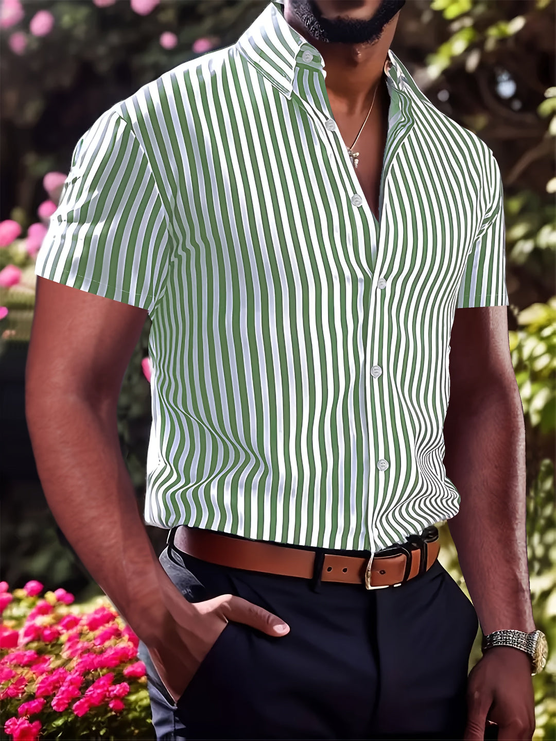 Iván | Camisa de rayas manga corta