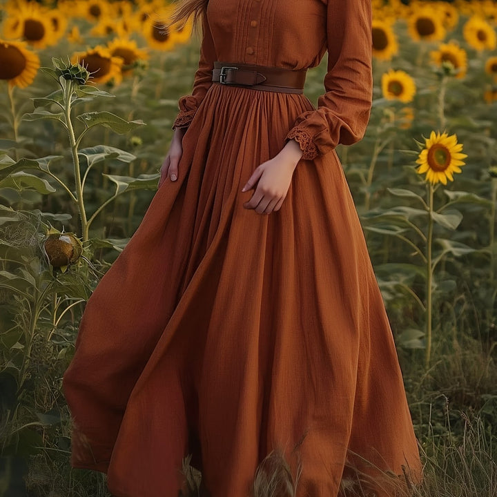 Digna | Vestido largo plisado vintage