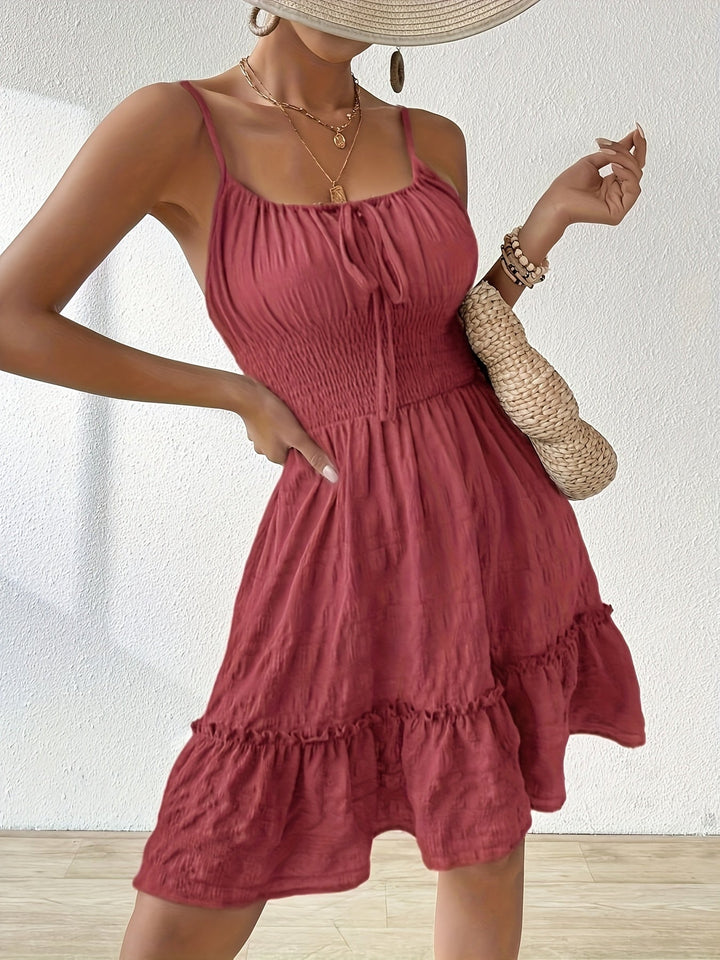Ada | Vestido corto fruncido de tiras