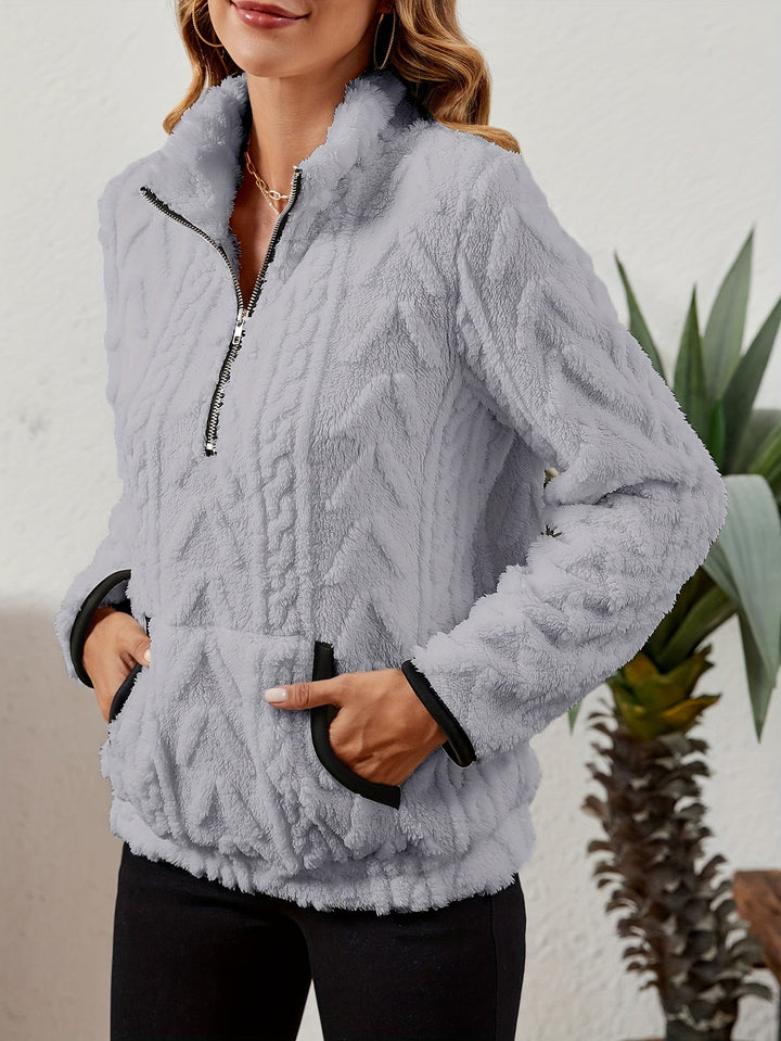 Manuela | Pullover texturado con media cremallera