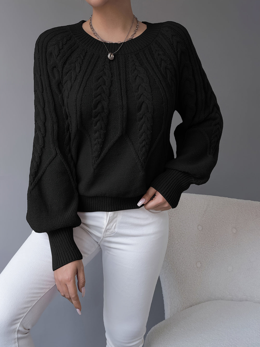 Clementina | Sweater tejido con textura de trenzas