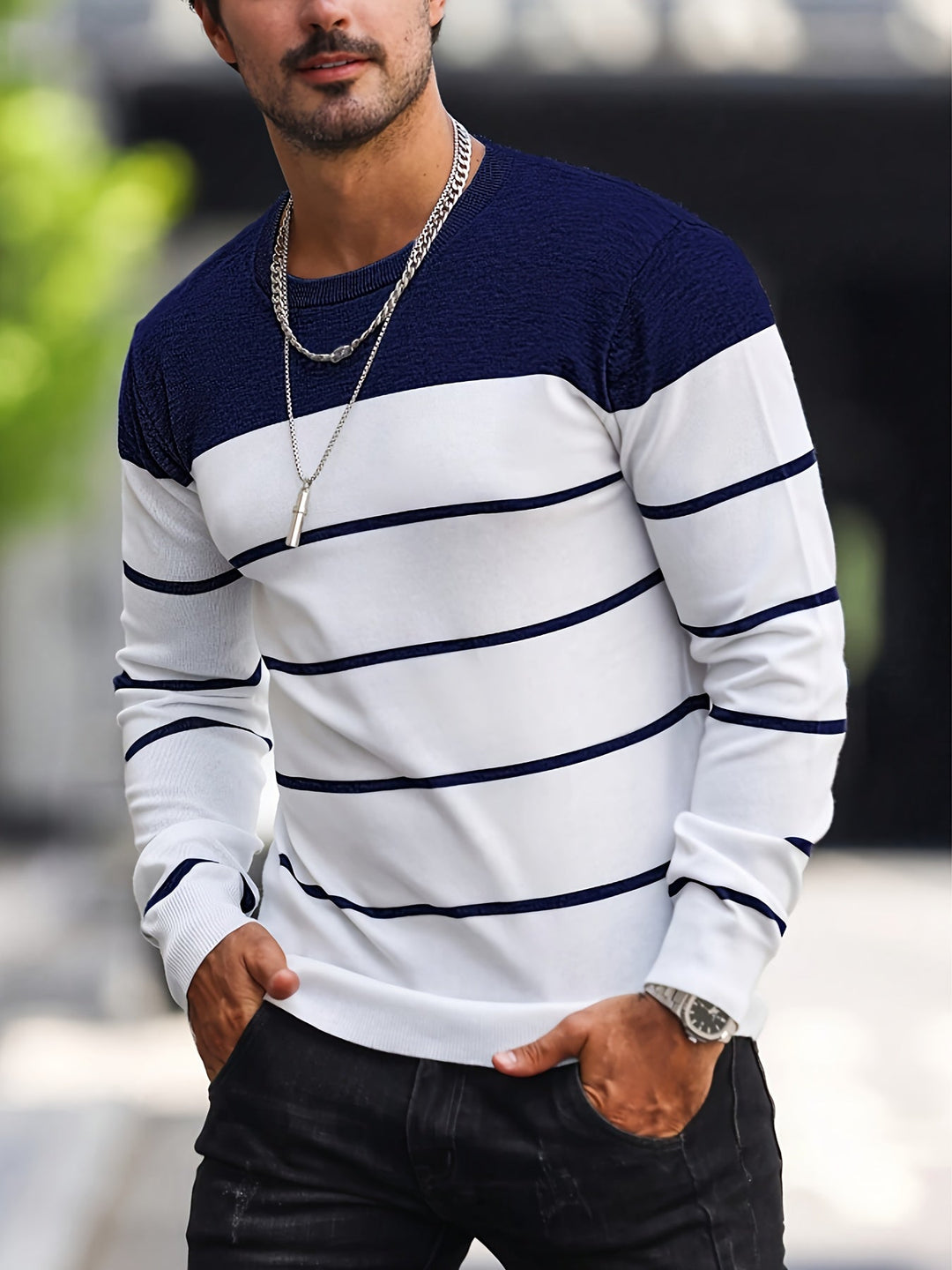 Enrique | Sweater a rayas cuello redondo