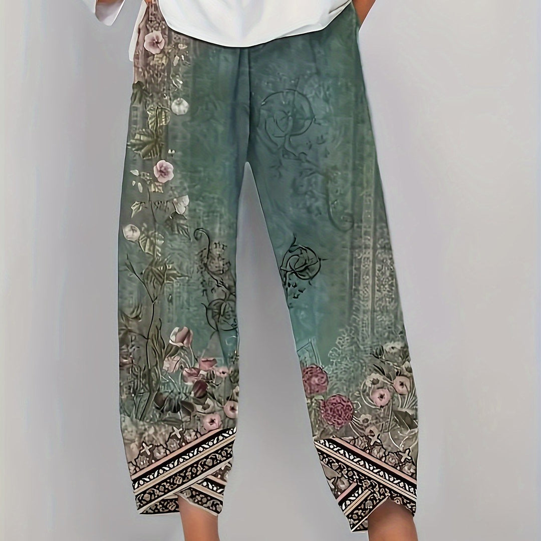 Aymara | Pantalón capri con estampado botánico